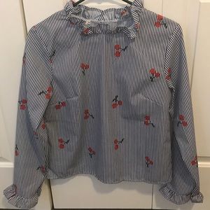 Pinstripe W/Cherries Blouse